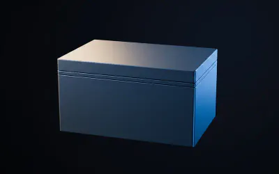 A closed storage box with the lid seated on the body and a crisp parting line