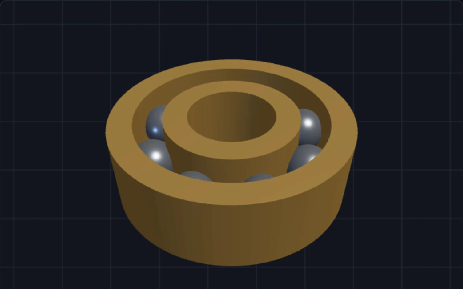 Digital preview of a print-in-place sliding-ring bearing in GenerateSTL